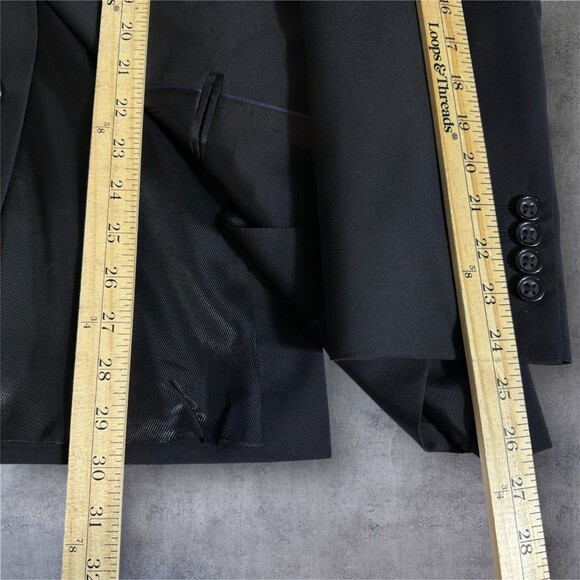 STAFFORD Classic fit Mens Blazer Sport Coat Two Button Jacket 44S WOOL Black - Picture 9 of 13